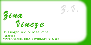 zina vincze business card